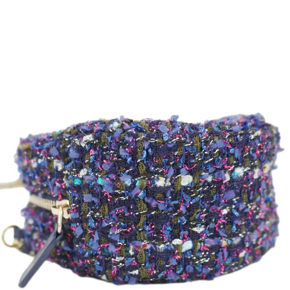 Chanel  Round Tweed Chain Clutch Crossbody Bag Blue - Picture 5 of 13